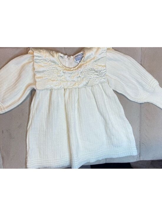 Other - Vintage sweater baby dress square satin collar embroidered sweater dress 24 mon￼